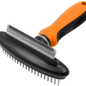 Flex Series Dual-Sided Grooming Pet Rake Orange Green