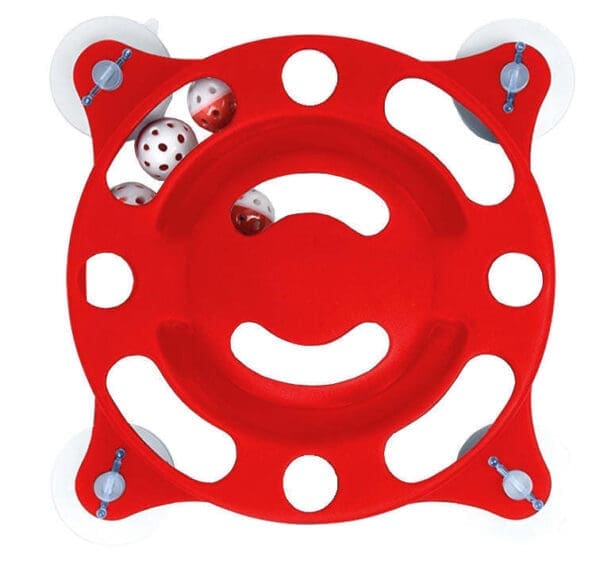 Sticky-Swipe Interactive Suction Cup Cat Toy Red Black - Red