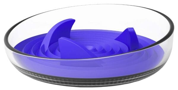 Pet Life Cirlicue Slow Feeding Pet Bowl Blue Black Pink Orange - BLUE