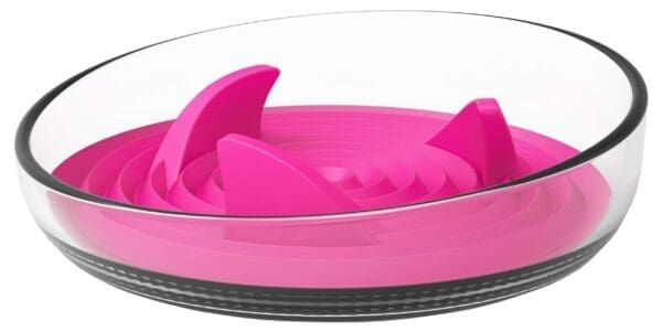 Pet Life Cirlicue Slow Feeding Pet Bowl Blue Black Pink Orange - Pink