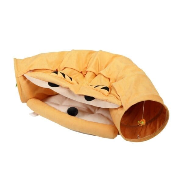 Collapsible Cat Tunnel Bed with Toys Coffee Yellow Gray - Yellow