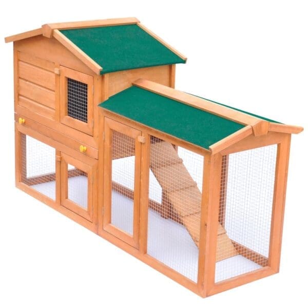 Outdoor Large Rabbit Hutch Wood Brown