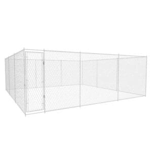 Outdoor Dog Kennel Galvanized Steel Silver