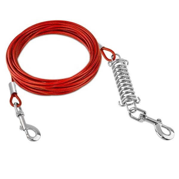 Dog Tie Out Cable with Rotatable Clips Grey Red 15m 3m 9m - Red 15m