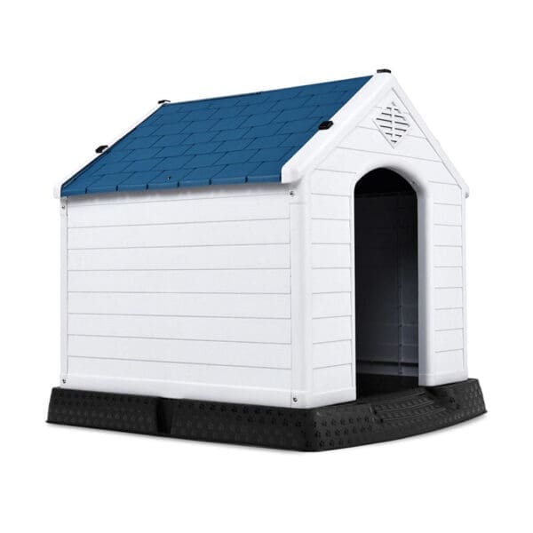 Waterproof Plastic Pet Puppy House White and Blue 28H 32H - White andamp; Blue 28H