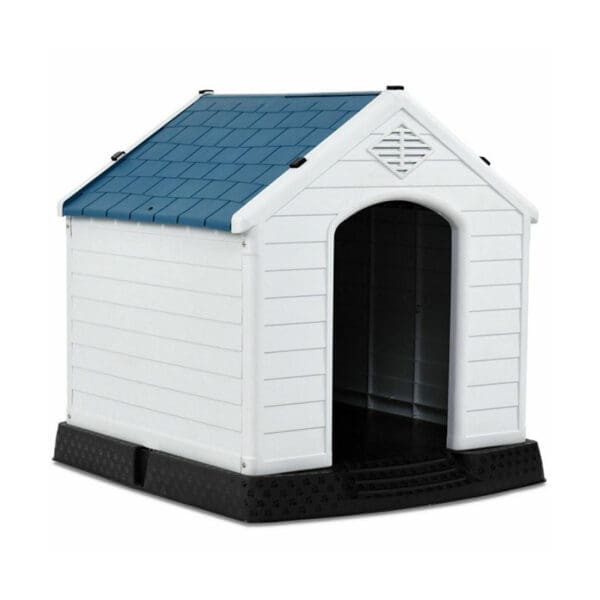 Waterproof Plastic Pet Puppy House White and Blue 28H 32H - White andamp; Blue 32H