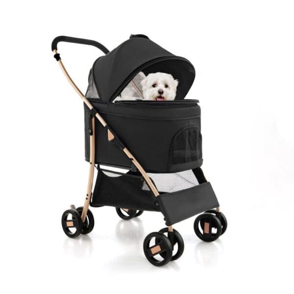 Foldable 3-In-1 Pet Stroller Black