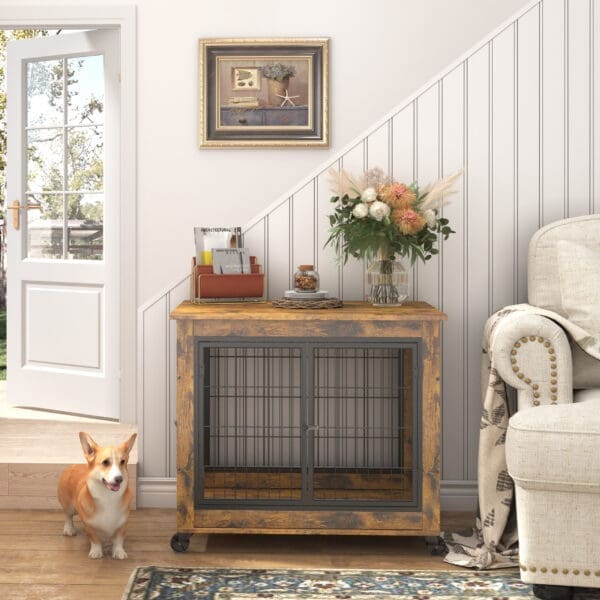 Furniture Style Dog Crate Rustic Brown