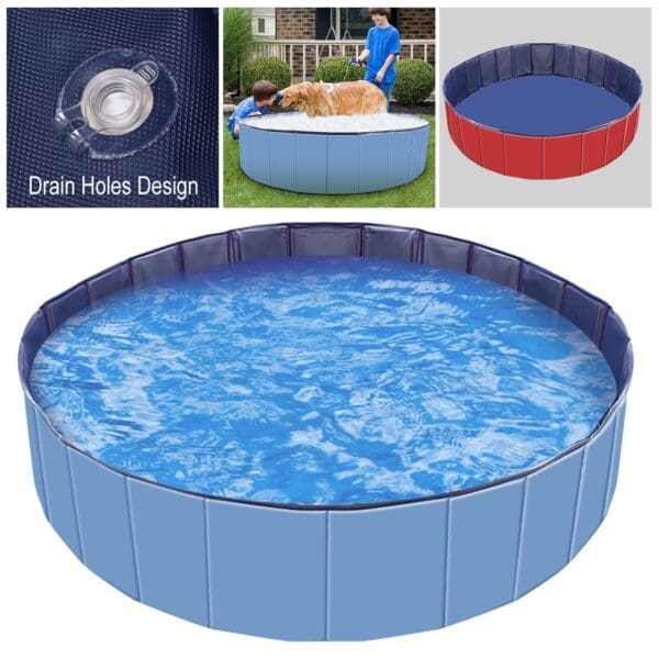 Foldable PVC Pet Swimming Pool Red, Blue - Image 2