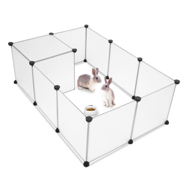 Pet Playpen Portable Large Plastic Yard Fence White