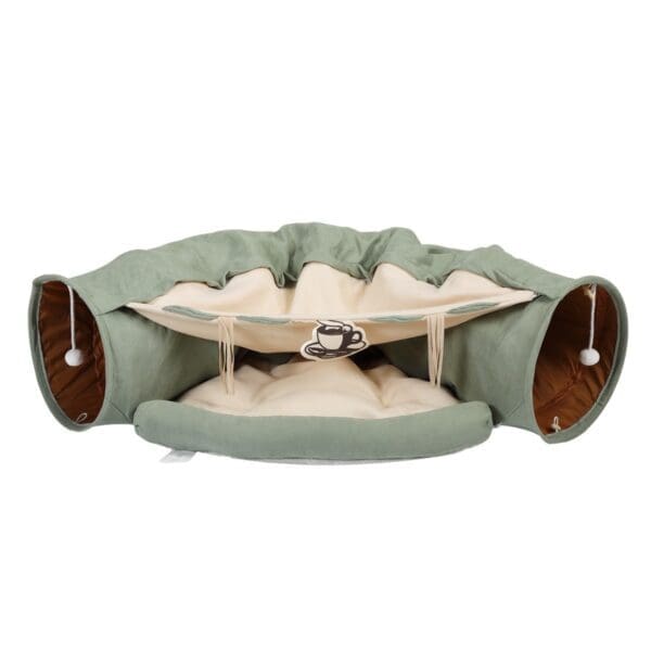 Cats Telescopic Tunnel Cushioned Bed Bright Green