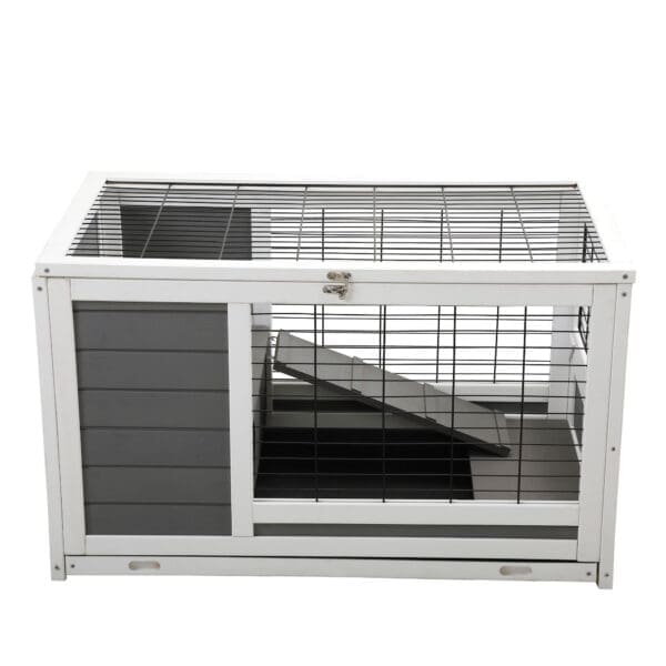 Luxury 2-Storey Pet House Box Wooden Cage Grey White