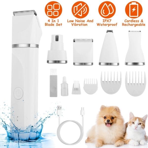 Pet Hair Trimmer Grooming Kit White