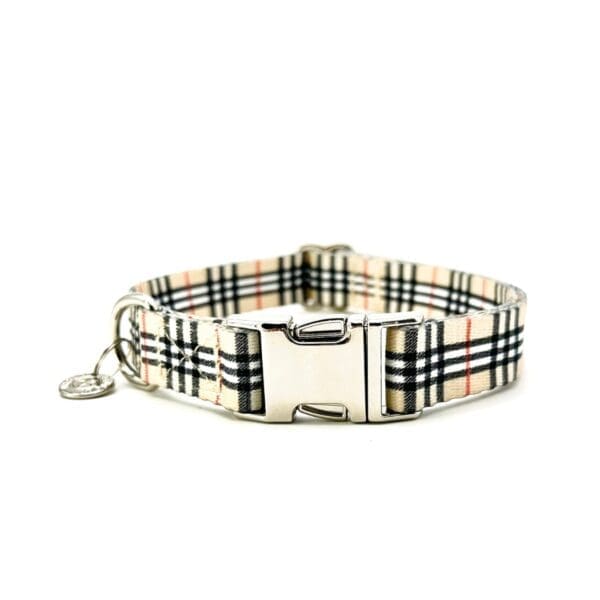 Adjustable Collar Beige Plaid L