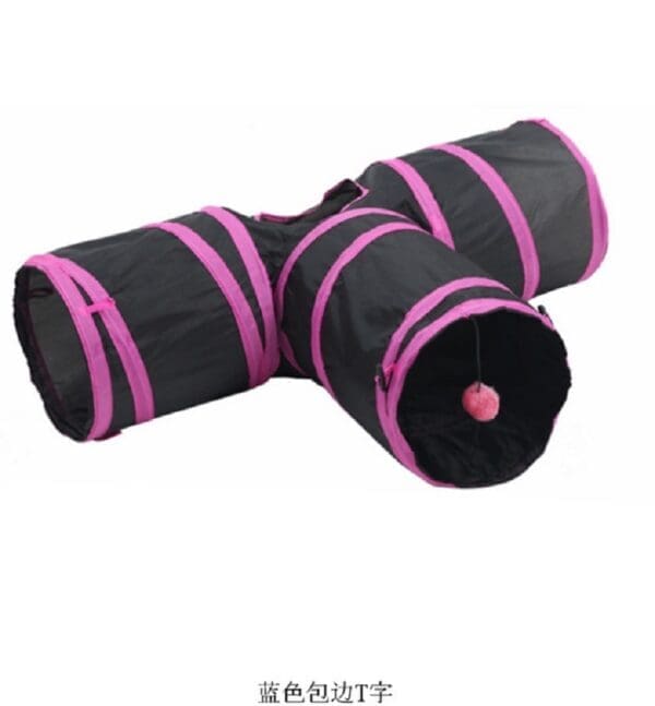 Cat 3-Way Tube Tunnels Collapsible Cat Play Tent Pink