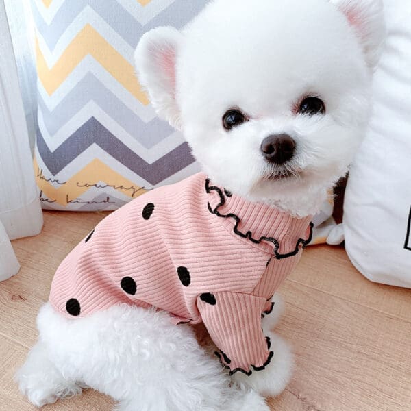 Dot Turtleneck Dog Shirt Pink XL