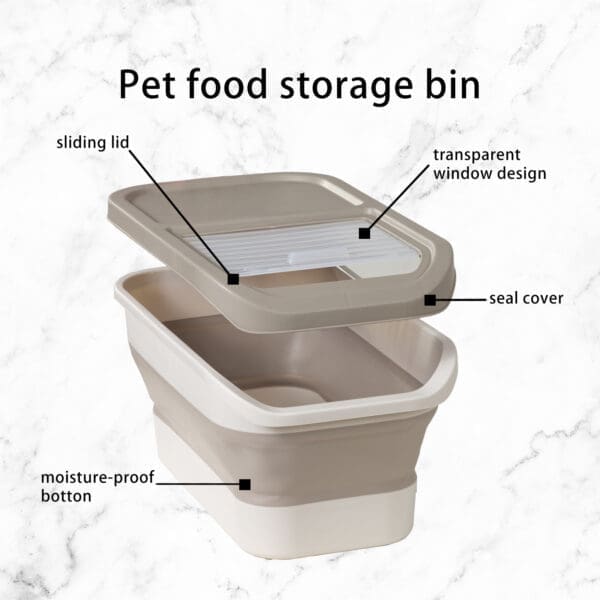 Folding Dog Food Storage Container 10-13Lbs Gray