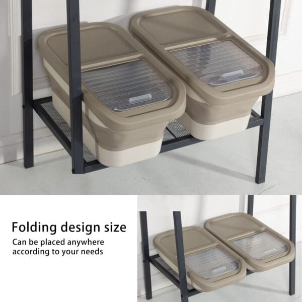 Folding Dog Food Storage Container 10-13Lbs Gray