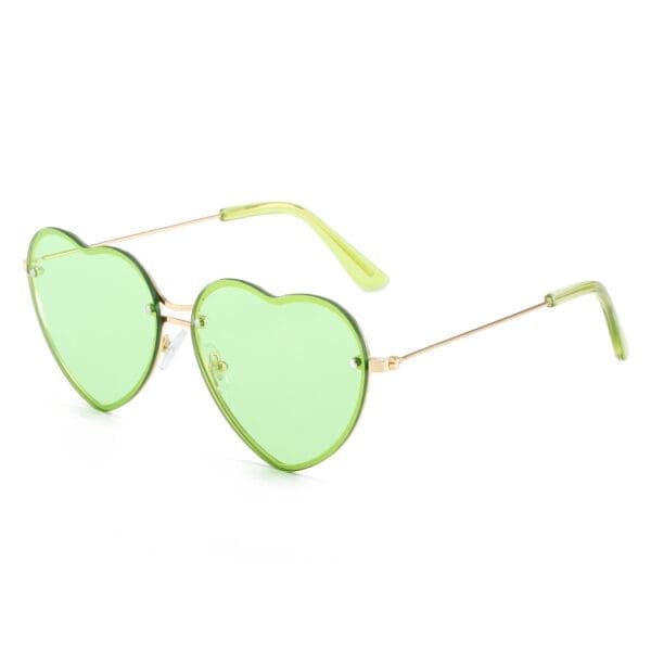 Gold Framed Green Chip Rimless Love Sunglasses