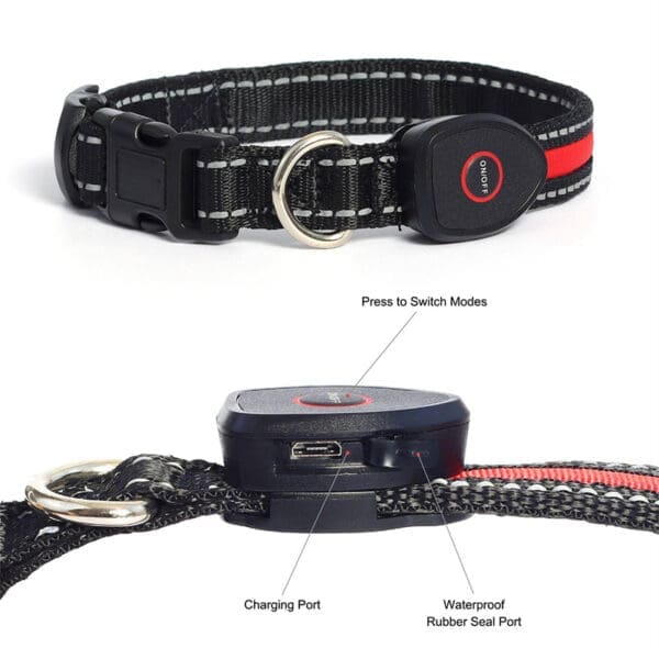 LED Blinking Flashing Dog Safety Collar Red