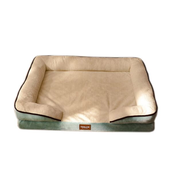 Memory Foam Dog Bed Sofa Turquoise Green and White, Gray - Image 2