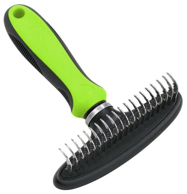 Pet Life Flex Series Dematter Grooming Rake Green