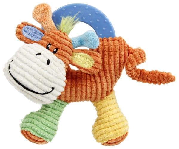 Pet Life Moo-cifier Teething Toy Orange-Green-Yellow