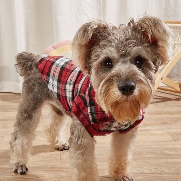 Red S Classic Dog Plaid Shirt