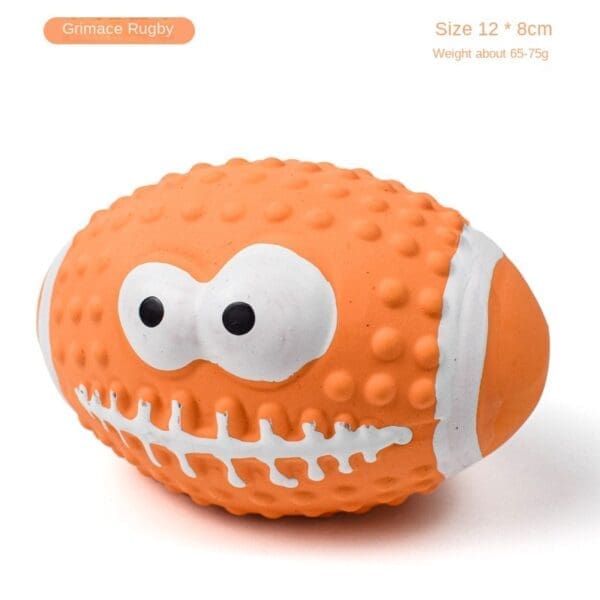 Smiley Rugby Squeaky Dog Toy