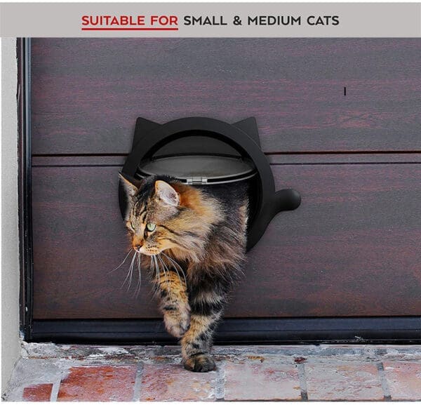 Pet Cat Door for Glass Wooden Iron Doors Black White - Cat Doors-black