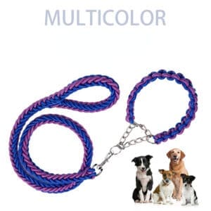 Nylon Braided Dog Collar Leash Various Colors XL M L S