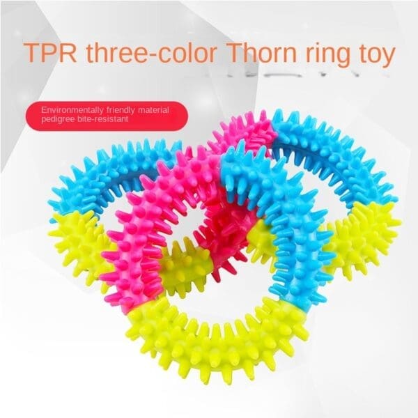 Tri-color Rubber Prickly Ring Dog Toy 102.5cm