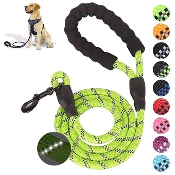 Reflective Strong Dog Leash 1.5M Red Green Pink Blue Black - Pink