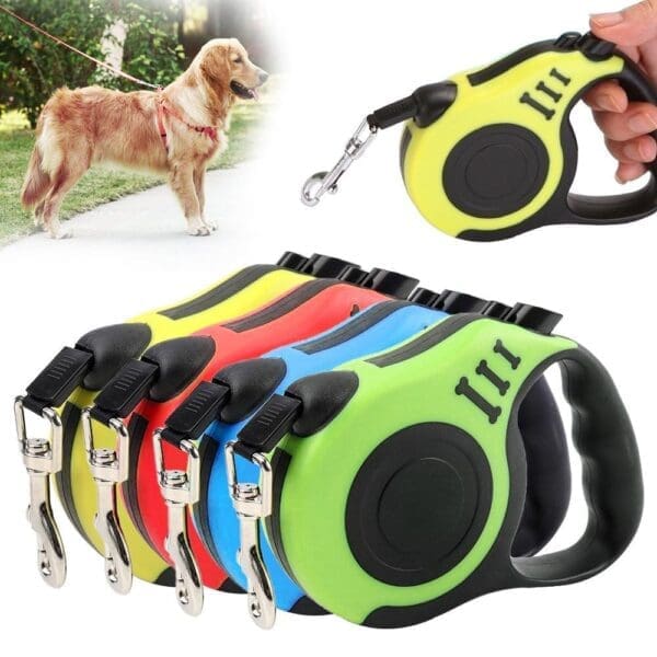 Retractable Dog Leash 3m 5m Blue Red Yellow Green - Red 5m