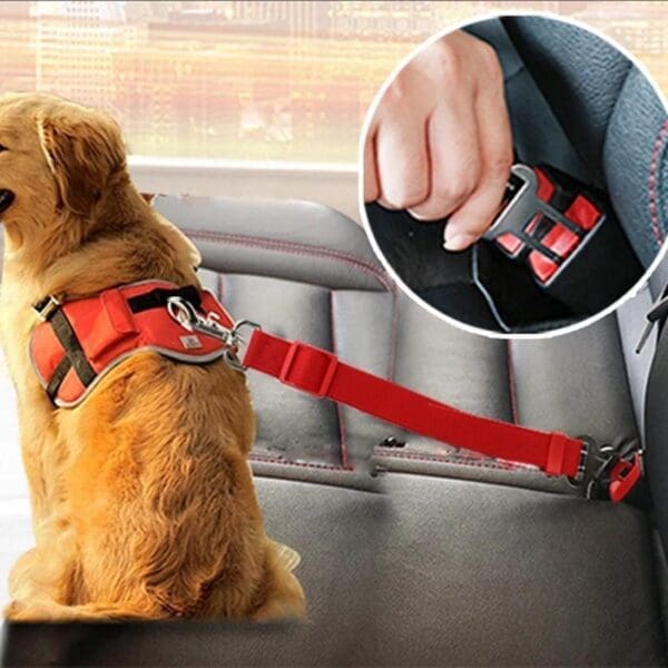 Adjustable Dog Cat Car Seat Belt Yellow Purple Blue Green Pink Red Black - Black