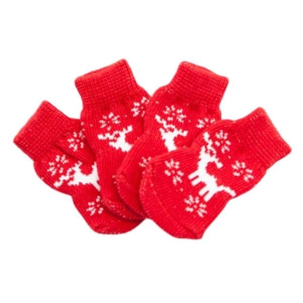 Christmas Red Elk Dog Knitted Pet Socks Default