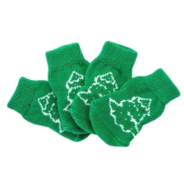 Green Christmas Tree Dog Knitted Pet Socks Default