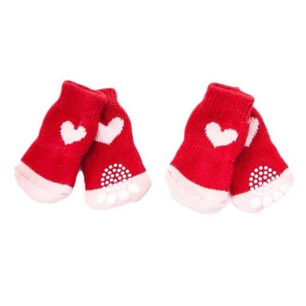 Red Hearts Dog Knitted Pet Socks Default