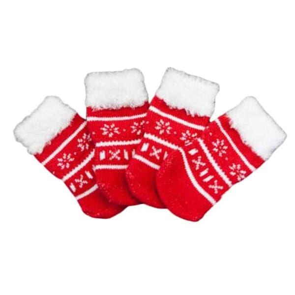 Dog Knitted Pet Socks Red Christmas Default