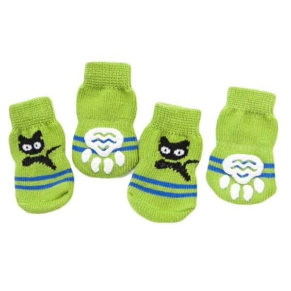 Green Cats Knitted Dog Socks Default