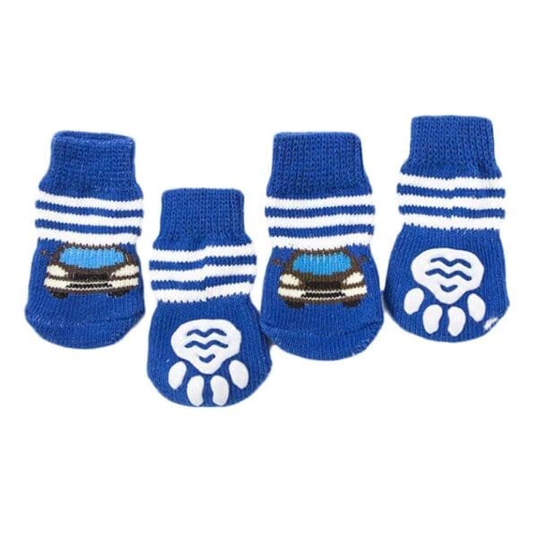 Blue Cars Knitted Dog Socks Default