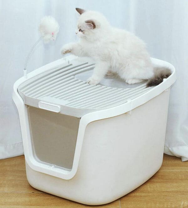 Top Entry Cat Litter Box Gray