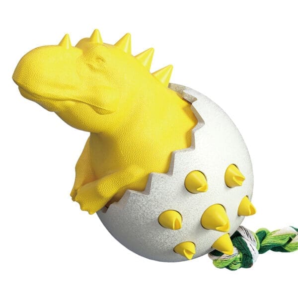 Rubber Kong Dog Toothbrush Toys Various Designs - Dinosaur Yellow