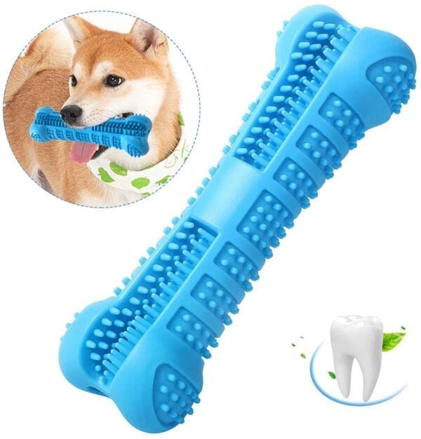 Chew Stick Toothbrush Dog Toy with Toothpaste Reservoir Blue Green - BLUE