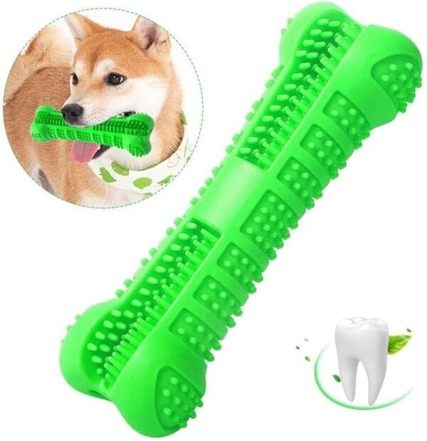 Chew Stick Toothbrush Dog Toy with Toothpaste Reservoir Blue Green - Green