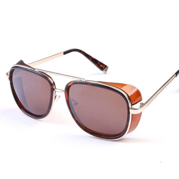 IRON TONY Sunglasses Various Designs - Tea leopard shaped frame tea slice