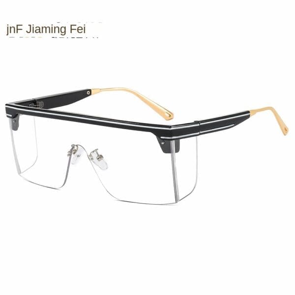 One-Piece Rimmed Sunglasses Various Designs - C5 black frame white flat