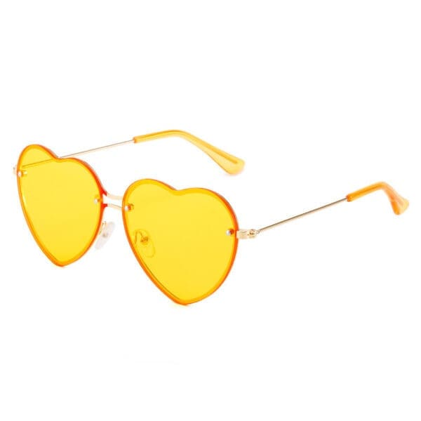 Rimless Love Shaped Sunglasses Various Designs - Gold framed yellow tablet