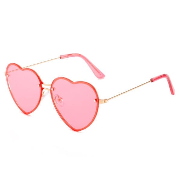 Rimless Love Shaped Sunglasses Various Designs - Gold framed powder slice