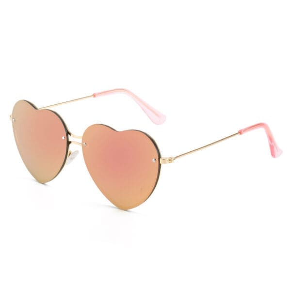 Rimless Love Shaped Sunglasses Various Designs - Gold frame powder mercury